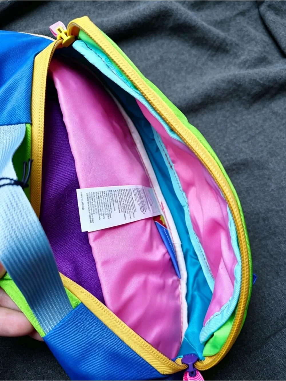 Cotopaxi Kids' Bright Multicolor Fanny Pack - Blue/Green